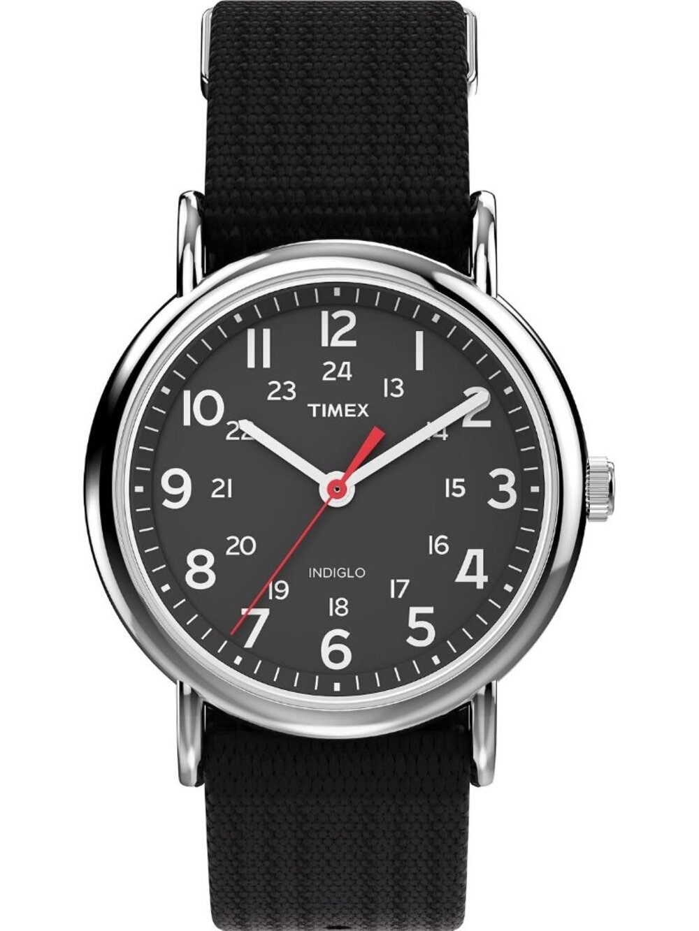 Unisex Black/Silver Adjustable Durable Nylon Fabric Slip Through Strap Watches